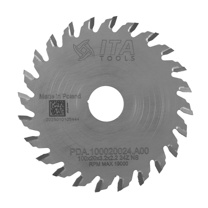 ITA PDA - Tvrdokovový pilový kotouč pro drážkování na CNC (D=100;F=20;Z=24;K/P=3,20/2,20)