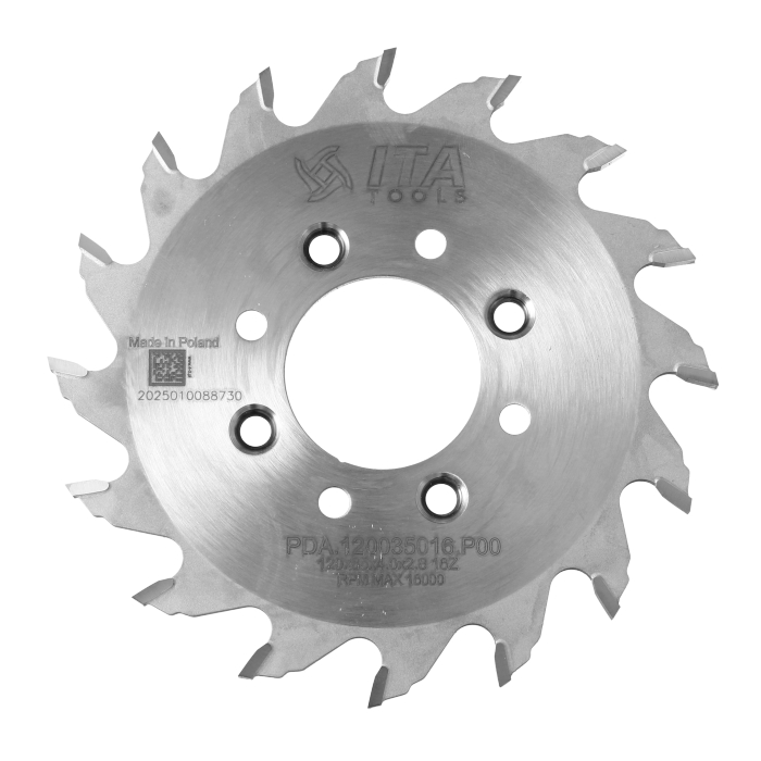 ITA PDA - Tvrdokovový pilový kotouč pro drážkování na CNC (D=120;F=35;Z=16;K/P=4,00/2,80)