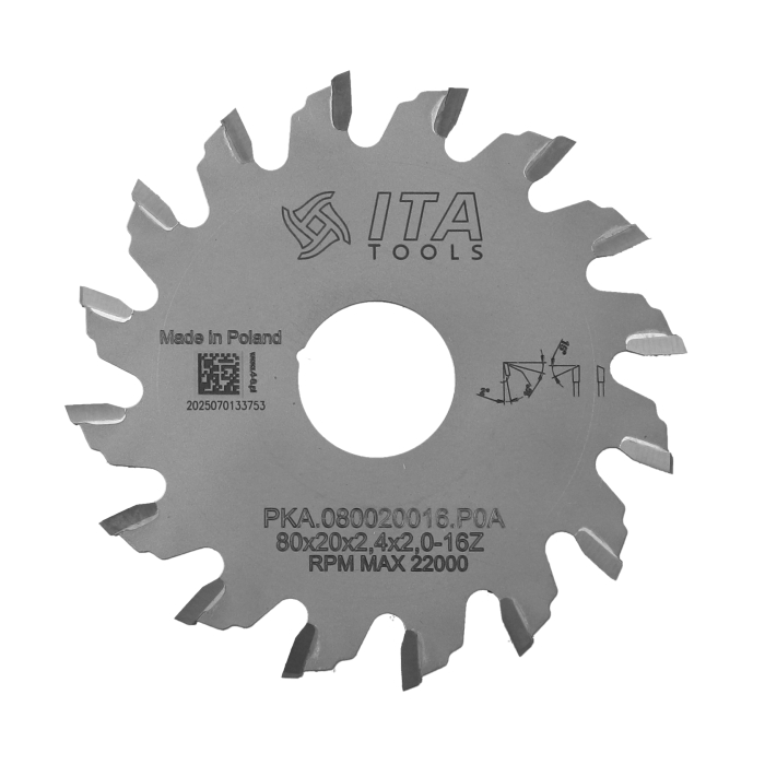 ITA PKA - Kapovací pilový kotouč pro olepovačky hran (D=80;F=20;Z=16;K/P=2,40/2)