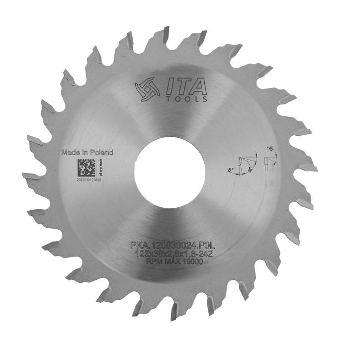 ITA PKA - Kapovací pilový kotouč pro olepovačky hran (D=125;F=30;Z=24;K/P=2,60/1,60)