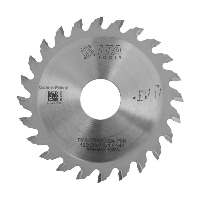 ITA PKA - Kapovací pilový kotouč pro olepovačky hran (D=125;F=30;Z=24;K/P=2,60/1,60)